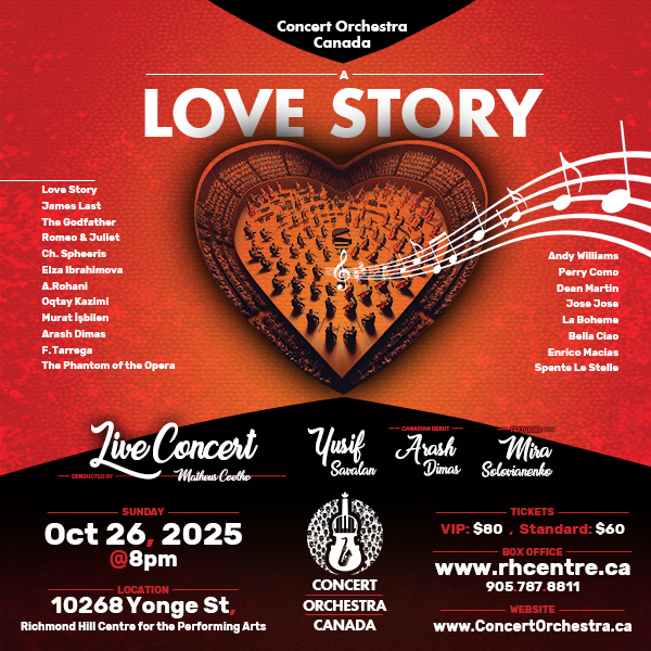 Concert Orchestra Music Event: 26 October 2025, Toronto, Canada, at Richmond Hill Centre For The Performing Arts